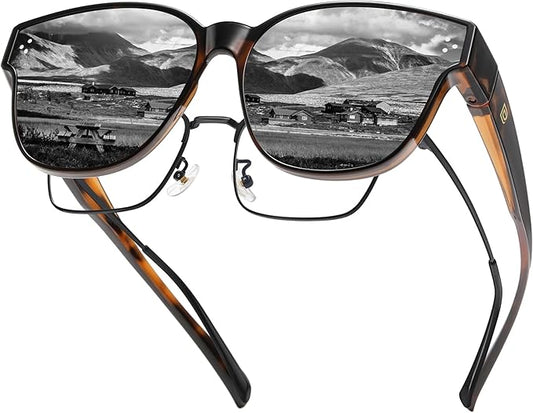 DUCO Fit Over Sunglasses for Men Women Wear Over Glasses Retro Wrap Around Polarized Sun Glasses UV400 Protection DC8981