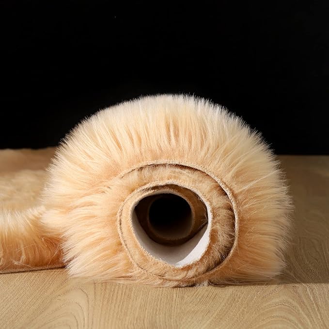 Fluffy Faux Fur Rug Brown Sheepskin Area Rug,2x4 Ft Ultra Soft Shaggy Plush Rug for Bedroom Bedside Living Room Nursery Kids Room