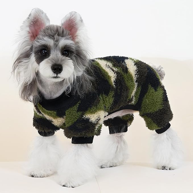 XPUDAC Dog Sweater, Dog Winter Clothes for Small Medium Dogs Girl Boy Fleece Doggy Pajamas for Winter Christmas, Camouflage, Large