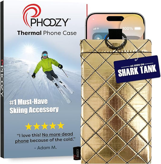 PHOOZY Apollo II Thermal Phone Case Cold Weather Insulated Pouch | Extends Battery Life 4X | NASA Tech Skiing Snowboard Accessories | Military Grade | Medium - Gold