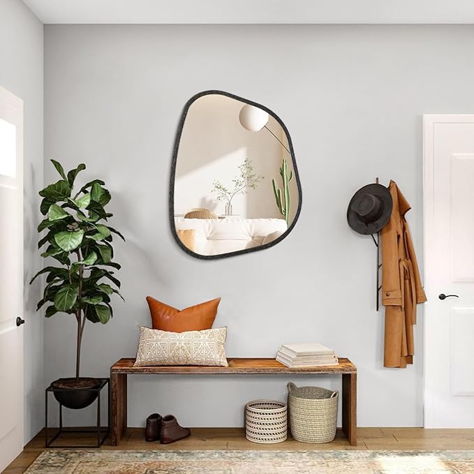Irregular Asymmetrical Mirror Wall Mounted, Unique Vanity Mirror, Shaped Dressing Mirror Decorative for Living Room, Bathroom, Bedroom, Entryway Wall Decor 20"x16"