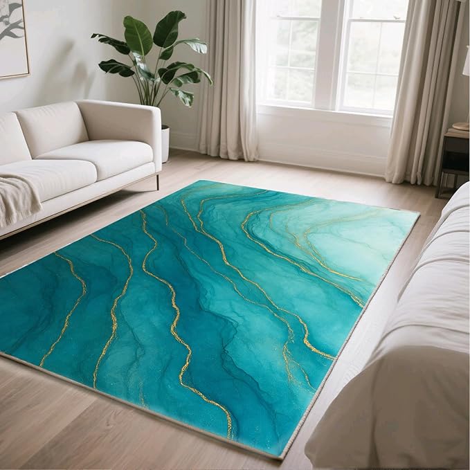 Luxury Marble Rug - 3x4 Rug, Abstract Marble Outdoor Rugs, Abstract Modern Entryway Rugs, Washable & Non Slip Carpet Home Decor