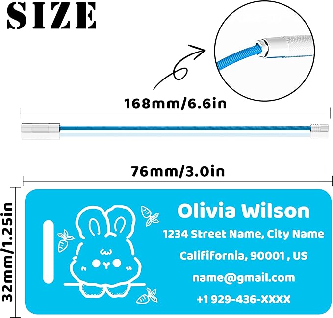 4 PCS Personalized Luggage Tags for Suitcases, Custom Aluminum Luggage Tags for Bags and Backpacks, Waterproof & Heavy Duty Personalized Metal Name Tags for Travel (Lake Blue)