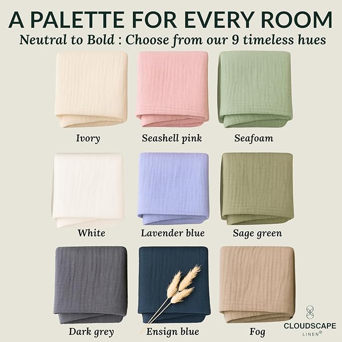 Cloud Scape Linen Extra Large 8 Layer Muslin Throw Blanket - 100% Cotton Gauze, Soft and Breathable, Winter Blanket for Couch, Sofa and Bed, Idea, 50x70, Sage Green