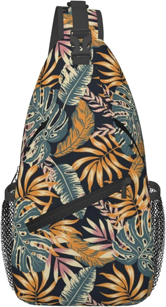 Hawaii Tropical Palm Sling Backpack Crossbody Bag Casual Chest Bags Travel Hiking Daypack Shoulder Bag for Women Men