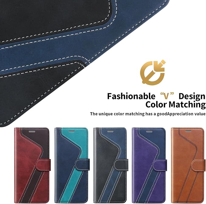 CIVICASE for iPhone 15 Pro Wallet Case,Leather Flip Case RFID Blocking Credit Card Holder Folio Magnetic Stand TPU Shockproof Cover Compatible with iPhone 15 Pro Black Blue