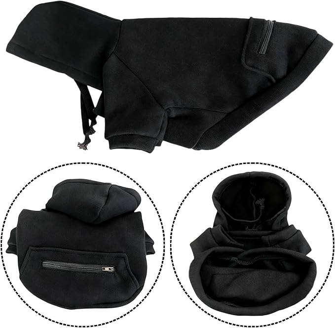 Jecikelon Winter Dog Hoodie Sweatshirts with Pockets Warm Clothes for Small Dogs Chihuahua Coat Puppy Custume Clothing (X-Small, Y02-Black)