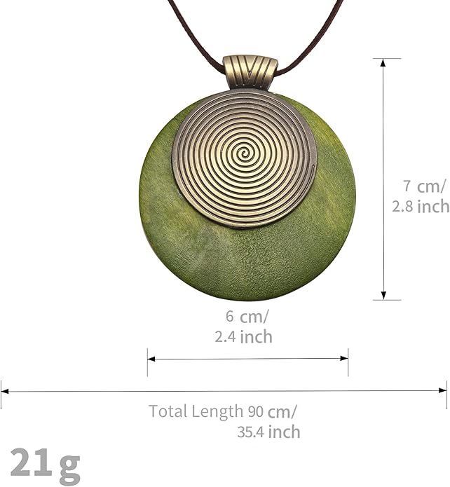 Leather Necklace for Women Boho Choker Necklace Long Cord Leather Pendant Bohemian Neckalce Vintage Alloy Pendant Leather Rope Necklace Wooden Necklaces for Women