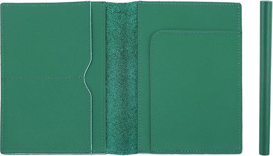 STAR VISTA Albatross Leather Travel Passport Holder, Minimalist Design, Calfskin Leather Case for Women and Men - Slim Passport Wallet, Bifold, RFID Blocking, Green