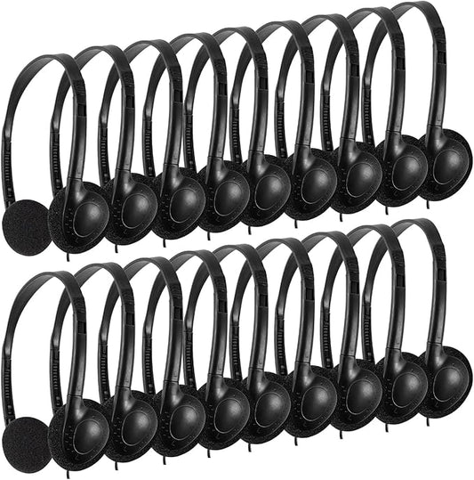 CN-Outlet Wholesale Kids Headphones in Bulk 25 Pack for School Classroom Students Children and Adults - Black