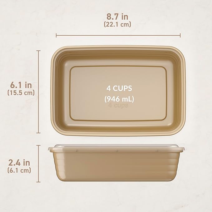 Bentgo Prep - 20-Piece 1-Compartment Reusable Meal Prep Containers with Lids, PFAS & BPA Free Materials, Durable, Microwave, Freezer, & Dishwasher Safe To Go Food Storage (Gold)