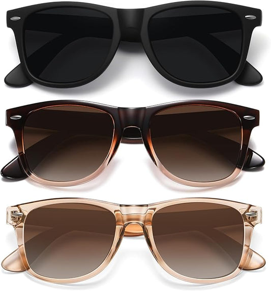 MEETSUN Polarized Sunglasses for Women Men Classic Retro Trendy Driving Sun Glasses UV400 Protection (3 Pack)