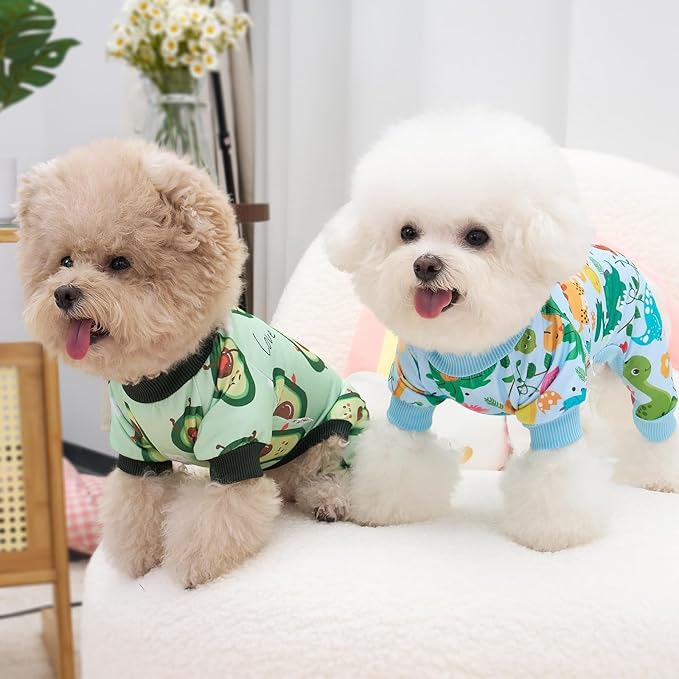 XPUDAC 4 Pack Dog Pajamas Soft Strechy Summer Doggie Clothes for Small Medium Dogs Boy Girl Cat Apparel-L