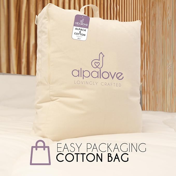 Twin Extra Warm 100% Fine Alpaca Duvet - Premium Cotton Cover, 6,66 lb Filling, Ideal for Winter, Breathable & Temperature-Regulating, 70 x 92 inches