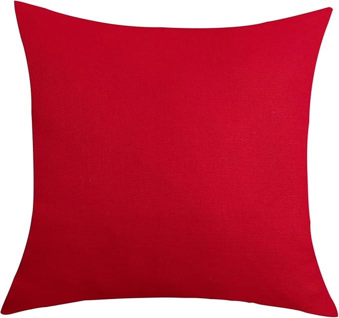 TangDepot Handmade Decorative Solid 100% Cotton Canvas Throw Pillow Covers/Pillow Shams, (24"x24", Christmas Red)