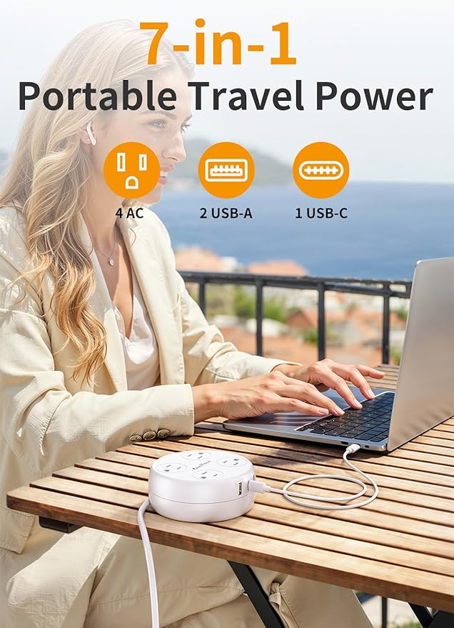 Japan Travel Adapter with USB C, US to Japan Plug Adapter with 4 Outlets 3 USB Ports, Type A Outlet Adapter for US to China Mexico Philippines Canada Peru Thailand Vietnam (White)