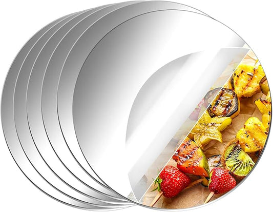 Aneco 6 Pack Acrylic Round Mirrors Non Glass Round Mirror Plate Removable Acrylic Mirror Stickers Mirror Plate for Home Wall Decor or Wedding Table Centerpiece, 10 Inches (Thickness 2 mm)