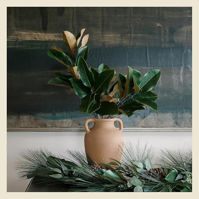 CG Hunter Terracotta Vase with Handles, 12-in Vintage Decor Vase & Table Decor in Entryway, Livingroom or Dining Room, Display Fresh or Dried Flowers, Branches or as a Standalone Decorative Accent