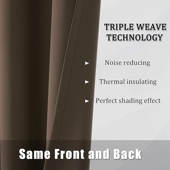 DUALIFE Brown 96 Inches Long Curtains Coffee Color Blackout Curtains with Grommet Thermal Insulated Room Darkening Solid Widow Curtain Panels/Drapes for Bedroom 42x96 Inch 2 Panels Set