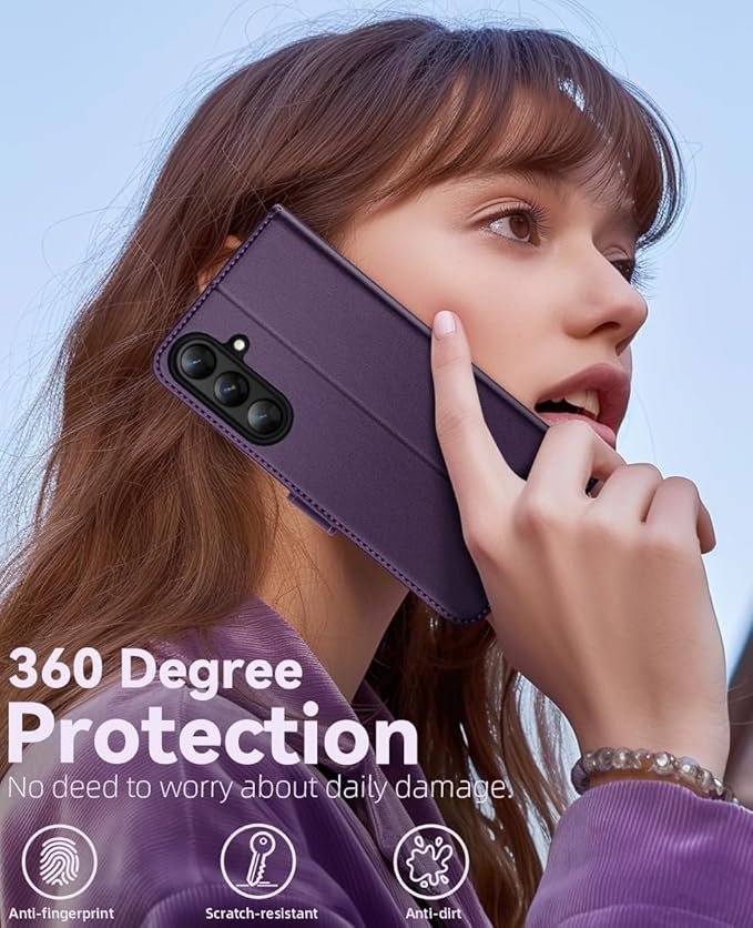 OCASE Compatible with Galaxy S25 Wallet Case, PU Leather Flip Folio Case with Card Holders RFID Blocking Kickstand [Shockproof TPU Inner Shell] Protective Phone Cover 6.2 Inch 2025, Dark Purple