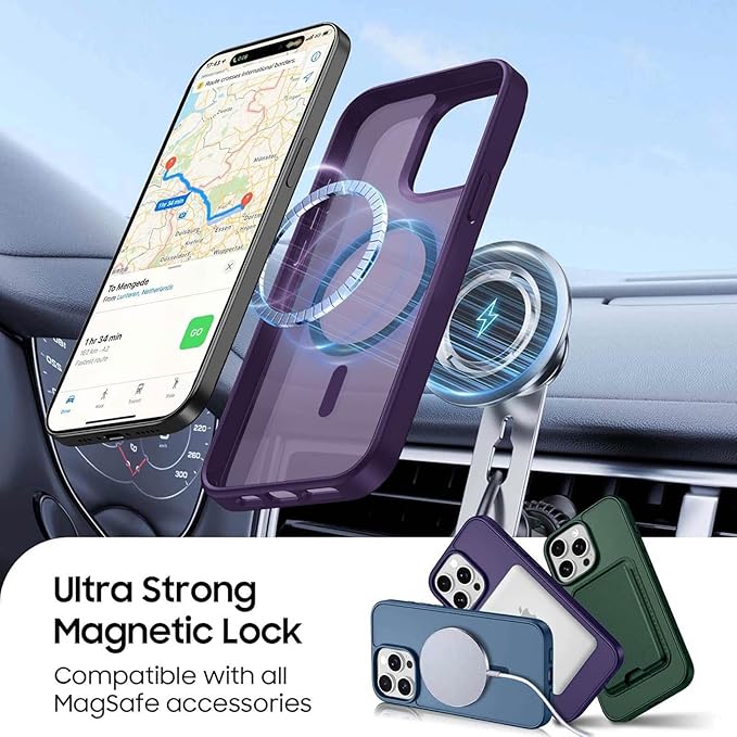 Ntwinro Magnetic for iPhone 12 Pro Max Case (Compatible with MagSafe) with Detachable Wallet & Card Holder for 3 Cards [RFID Blocking] Military Grade Protective Slim Phone Cover, Purple