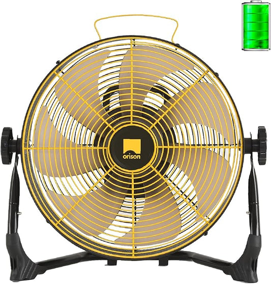 Orison 12" Portable Battery Operated Floor Fan, High-Velocity Floor Fan,Cordless Fan for Camping, Travel, Tents, Hurricanes