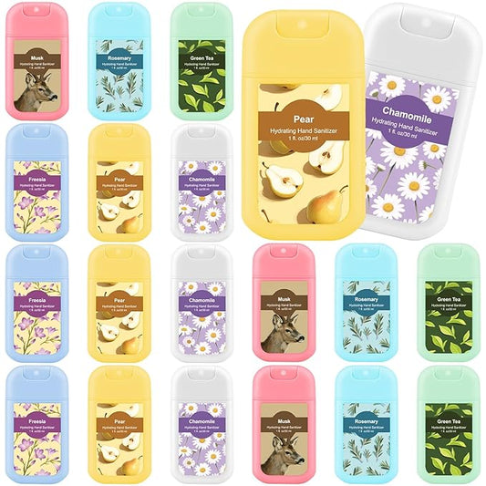 24 Pack Cute Hand Sanitizer Spray Bulk Scented Hydrating Hand Sanitizers Travel Size Refillable Power Mist Pocket Portable for Travel Dinner Party Gym Partner Colleague Family Gifts