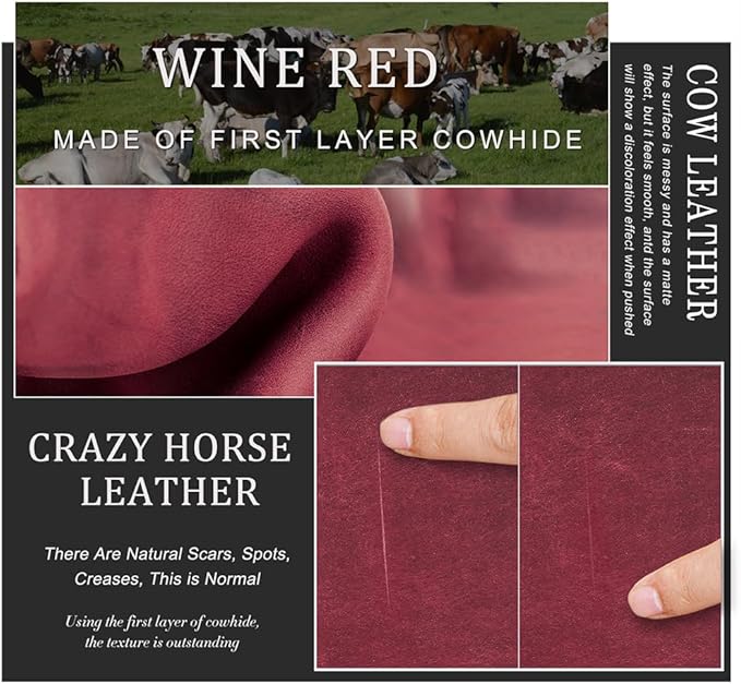 CONTACTS Full Grain Leather Airtag Passport Holder RFID Blocking Travel Passport Wallet Slim Passport Cover Case with 4 Cards Slots, Coin Pocket (Badge, Wine Red)