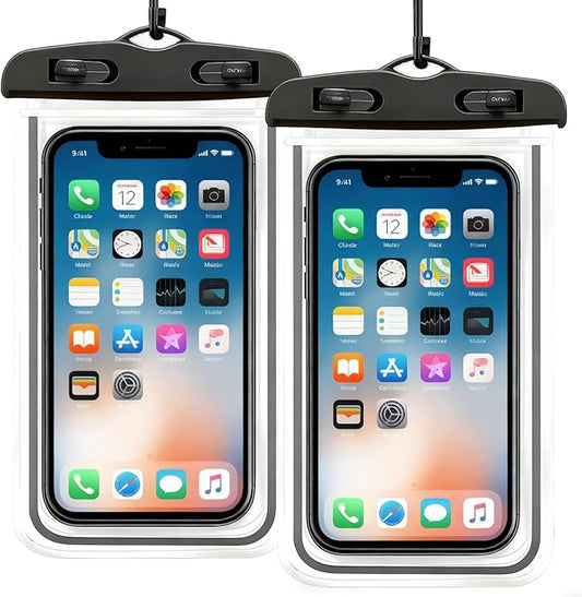 Phone Waterproof Pouch 2Pack, IPX8 Certified Waterproof Phone Case Dry Bag with Lanyard for iPhone 17 16 15 14 13 Pro Max Samsung Galaxy, Beach Cruise Travel Snorkeling Essentials Black