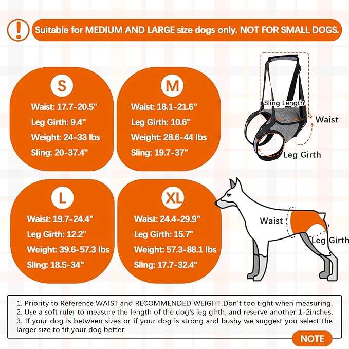 ROZKITCH Dog Lift Harness, Pet Rear Support Aid Veterinarian Approved Sling for Old K9 Help with Poor Stability, Back Leg Hip Disabled Joint Injury Elderly Arthritis ACL Rehabilitation Rehab Grey XL
