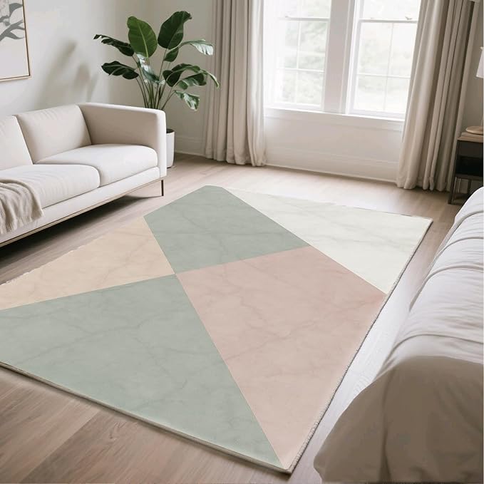 Modern Marble Rug - 5x8 Area Rug, Minimalist Marble Rugs, Abstract Luxury Outdoor Rugs, Washable & Non Slip Carpet Home Decor