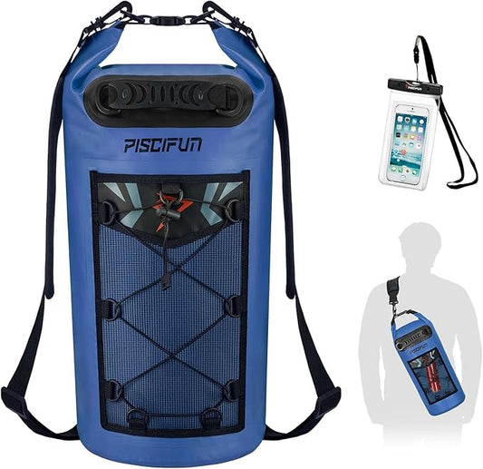 Piscifun Dry Bag, Waterproof Floating Backpack 10L/20L/30L/40L with Waterproof Phone Case for Boating, Kayaking, Fishing