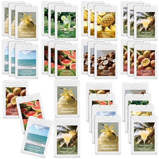 24 Pack Power Mist Hydrating Hand Sanitizer Spray Summer Travel Size Hand Sanitizer with Hydrating Botanical Mist Essential Office Travel Outdoor Activity for Friend Colleagues Family Gifts