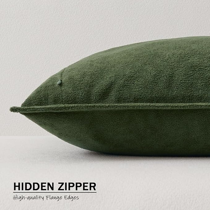 Kevin Textile 14x22 Inch Lumbar Pillow Cover 1 Pack Soft Boucle Textured Decorative Waterproof Rectangle Cushion Elegant Accent Pillow for Couch Sofa Chair Bed Home Decor Indoor Outdoor Moss Green