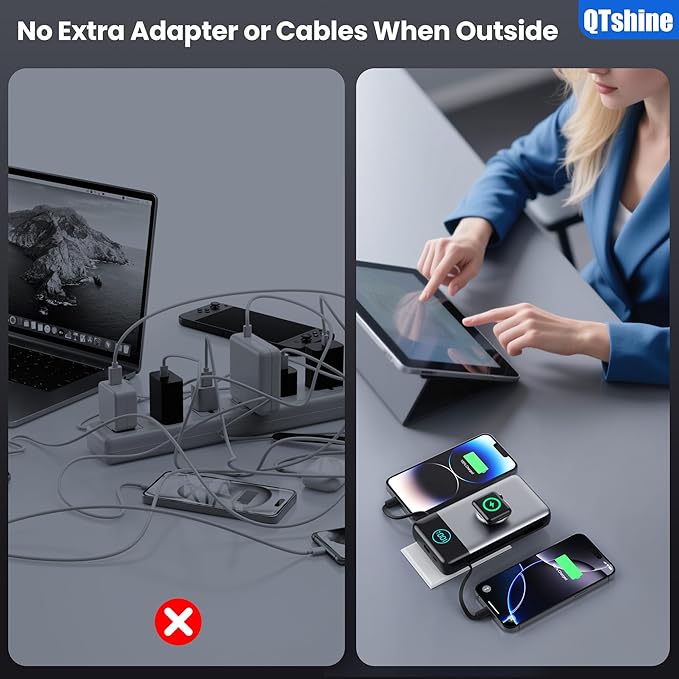 Portable Charger for iPhone with Built-in Cables and AC Wall Plug,Upgraded 40800mah Fast Charging USB C Power Bank,25W PD Travel Essentials Battery Pack for iPhone 17/16/15/14/13,Galaxy,Apple Watch