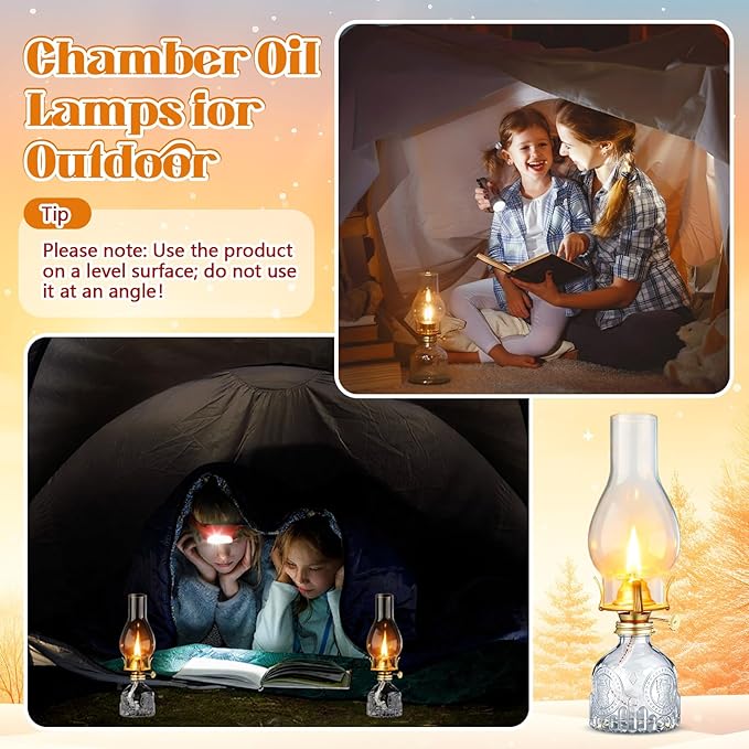 3 Pcs Clear Chamber Oil Lamps for Indoor Use 10.6'' Vintage Kerosene Lamp Hurricane Oil Lantern Adjustable Fire Wick Decorative Lantern for Valentines Wedding Table Decor Emergency Lighting