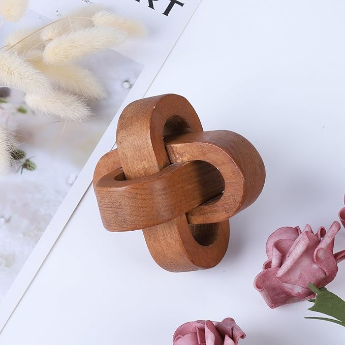 Wood Knot Decor Coffee Table Decor Shelf Decor Table Books Hand Carved Home Decoration Boho Farmhouse Rustic Modern Chain Link Decor Shabby Chic Bookshelf Decor 3 Link Wooden Knot