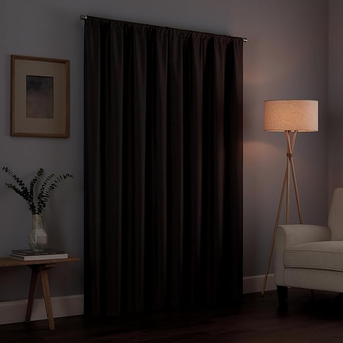 Eclipse Kendall Modern Blackout Thermal Rod Pocket Window Curtain, Insulating & Noise Reducing Curtains for Bedroom or Living Room (1 Panel), 95 in Long x 42 in Wide, Teal