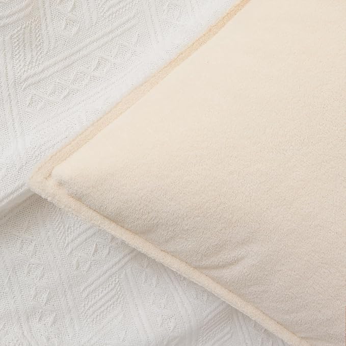 Kevin Textile 12x20 Inch Lumbar Pillow Cover 1 Pack Soft Boucle Textured Decorative Waterproof Rectangle Cushion Elegant Accent Pillow for Couch Sofa Chair Bed Home Decor Indoor Outdoor Beige