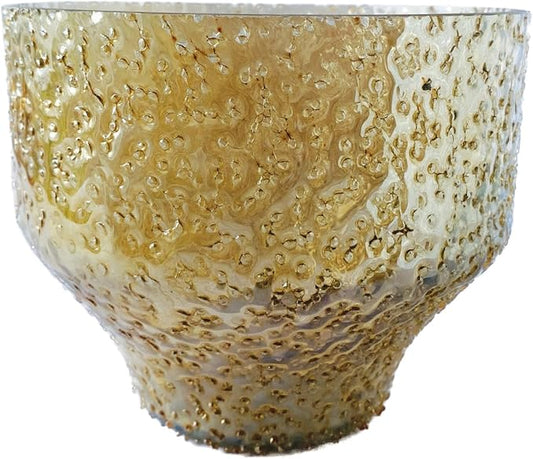 Creative Co-Op Round Glass Seeded Votive Candleholder, Antique Gold Finish