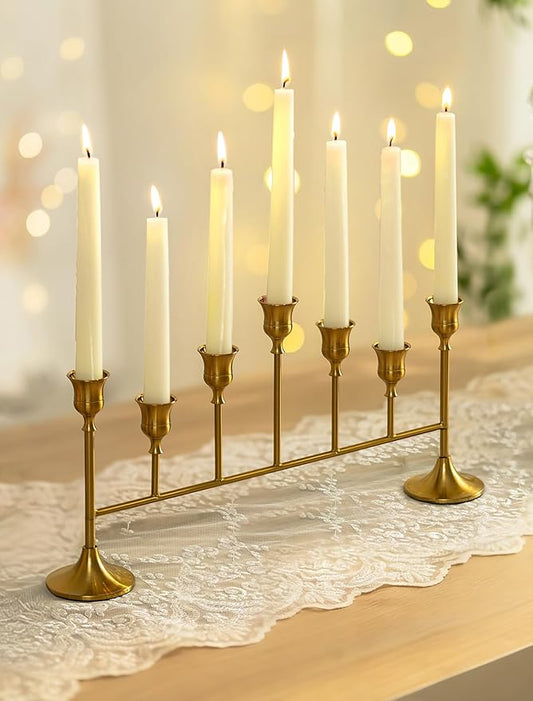 NUPTIO Candlestick Holders for Taper Candles: Gold Candelabra for Candle Sticks - Brass Long Candleholders for Christmas Birthday Party Fireplace Table Centerpiece