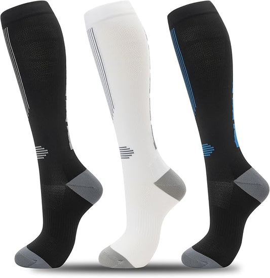 fenglaoda Compression Socks for Women Men 3 Pairs Graduated Compression Support Circulation Socks for Nurses