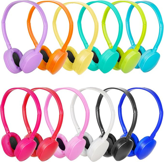 Kids Headphones Bulk for Classroom School 18 Pack,Wholesale Wired Adjustable Headphones for Students Teens Children Gift and Adult 3.5mm Jack (Mixed Colors)