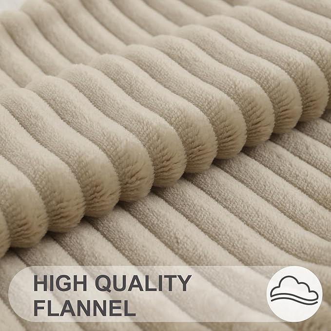 Simmore Decorative Spring Throw Pillow Covers 16x16 Set of 2, Soft Natural Plush Flannel Double-Sided Fluffy Couch Pillow Covers for Sofa Living Room, Khaki