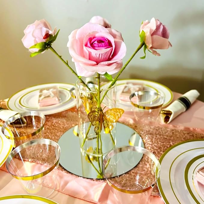 16Pack Round Mirror Plates for Centerpieces, 10inch Mirror Trays Flat Circle Mirrors for Tables Centerpieces, Circle Candle Plate Mirror Centerpiece Table Decorations for Wedding Decorations Party
