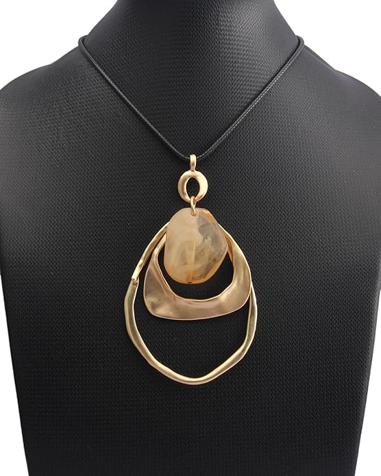 Leather Necklace for Women Boho Choker Necklace Long Cord Leather Pendant Bohemian Neckalce Vintage Alloy Pendant Leather Rope Necklace Wooden Necklaces for Women