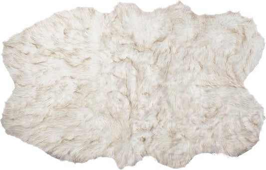 Luxe Gordon Faux Fur Rug with Soft and Fluffy Pile | Machine Washable Living Room Rug with Anti-Slip Backing | Cruelty-Free Area Rugs for Office or Bedroom, Gradient Tan, 4 ft x 6 ft