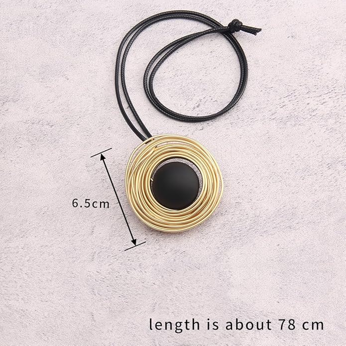 Leather Necklace for Women Boho Choker Necklace Long Cord Leather Pendant Bohemian Neckalce Vintage Alloy Pendant Leather Rope Necklace Wooden Necklaces for Women