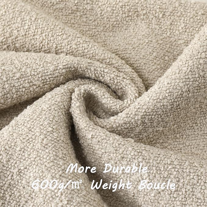FUTEI Pack of 2 Beige Decorative Throw Pillow Covers 24x24 Inch Soft Cozy Solid Boucle Textured European Cushion Case,Modern Home Decor for Couch Bed Living Room