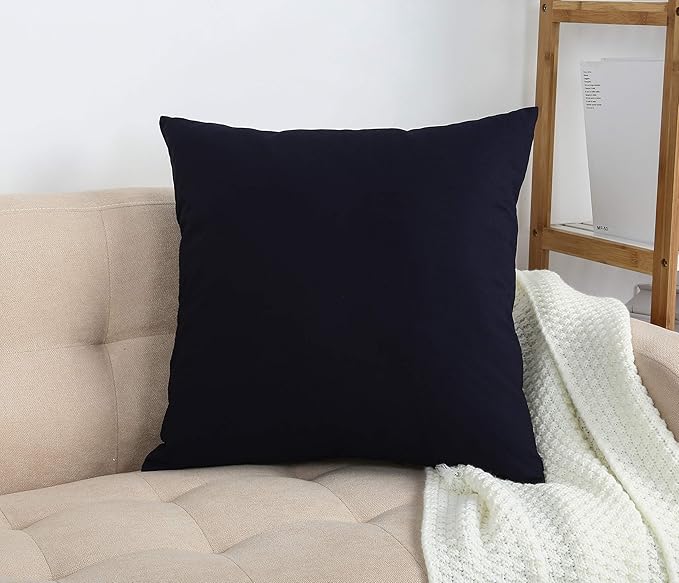 TangDepot Handmade Decorative Solid 100% Cotton Canvas Throw Pillow Covers/Pillow Shams, (16"x16", Dark Navy)